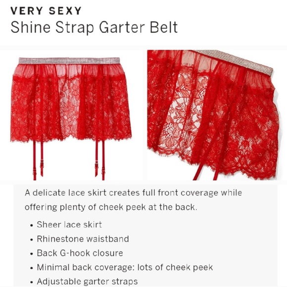 Victoria’s Secret Rhinestone Shine Red Lace Skirt with Garters NWT - Picture 16 of 16